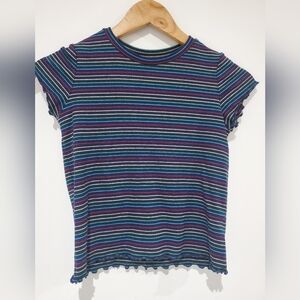 ⚡️3 for 15⚡️ Gymboree navy sparkle rainbow fitted tshirt size 7-8